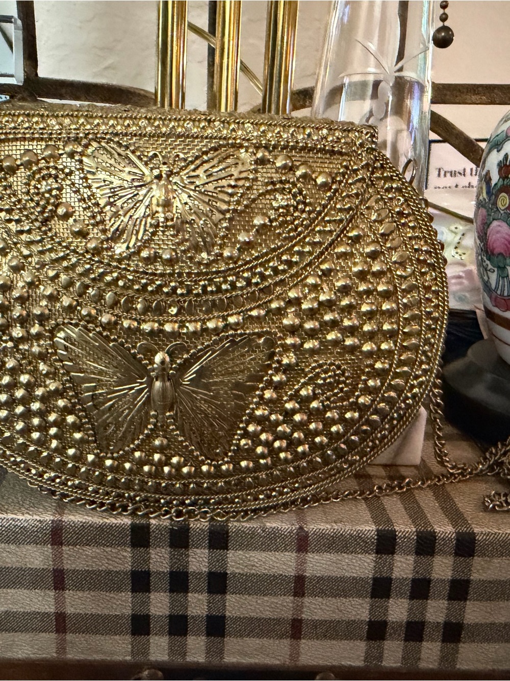 Gold Embossed Butterfly Crossbody Bag - Picture 7 of 7